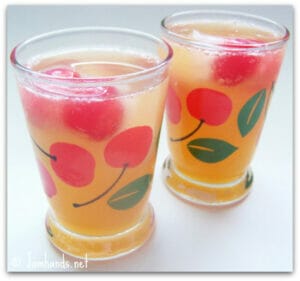 Apricot Coolers with Cherry Ice Cubes