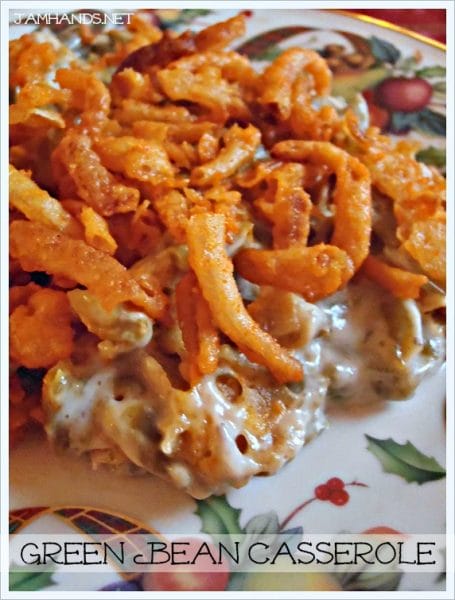 Green Bean Casserole with Mushrooms and Cheesy French Fried Onions