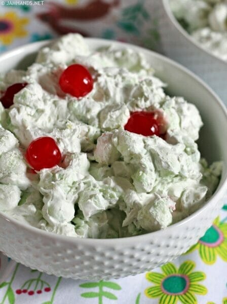 Pistachio Fluff Marshmallow Salad with Cherries