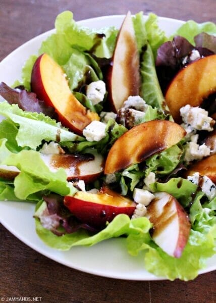 Pear Nectarine Salad with Gorgonzola and Pear Balsamic Dressing