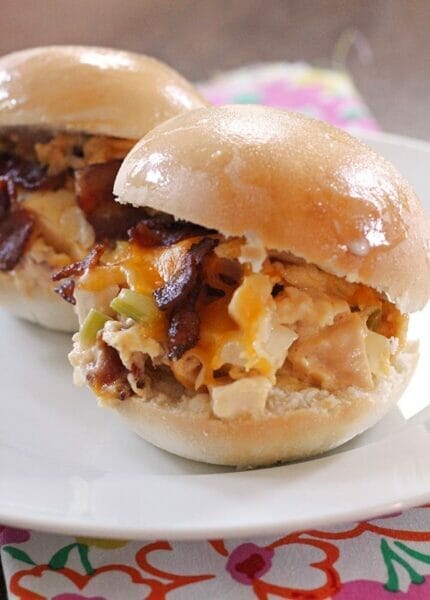 Slow Cooker Hot Cheesy Chicken Bacon Sandwiches