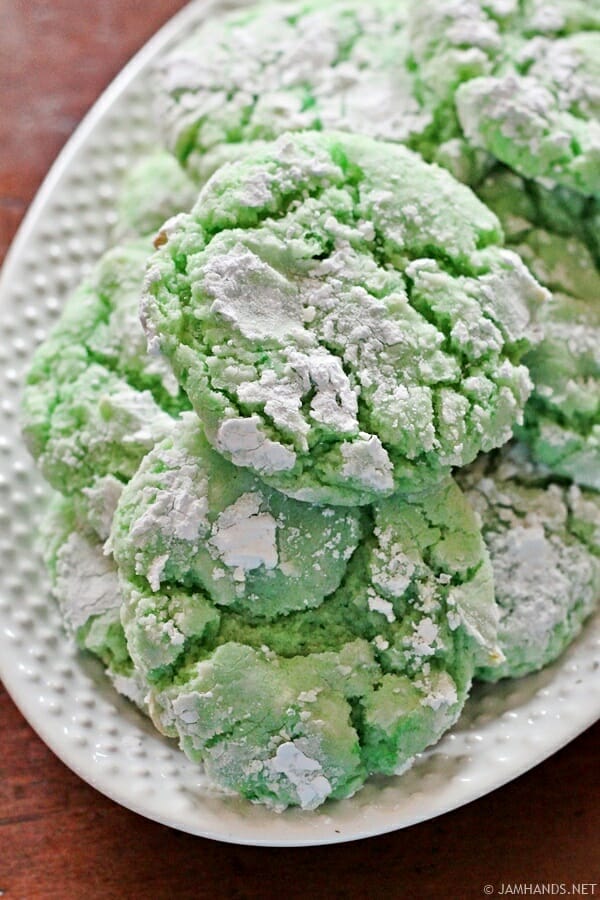 Mint Crinkle Cake Mix Cookies