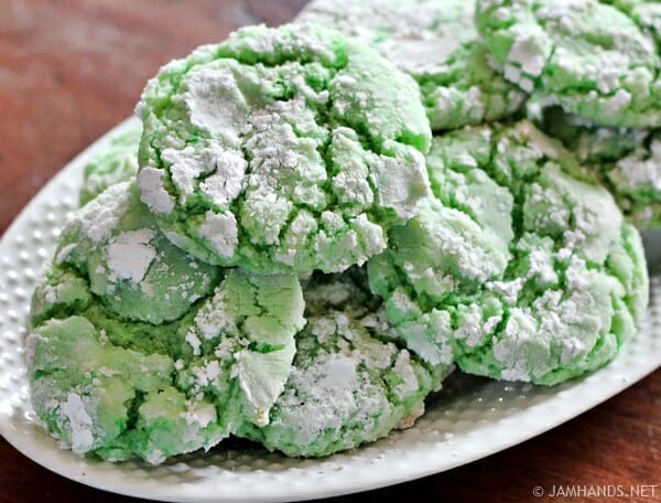 Mint Crinkle Cake Mix Cookies