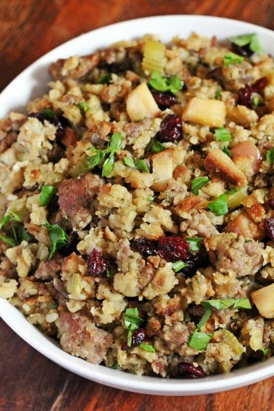 Slow Cooker Maple Sausage, Apple and Herb Stuffing
