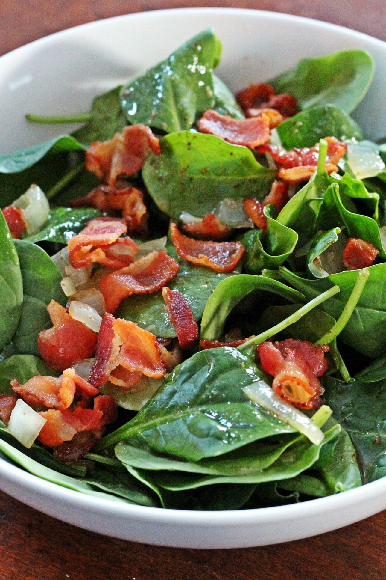 Hot Bacon Dressing Spinach Salad