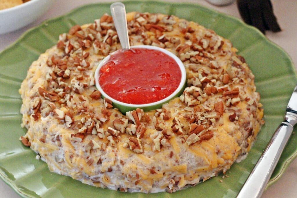 Cheddar Pecan Ring with Strawberry Preserves