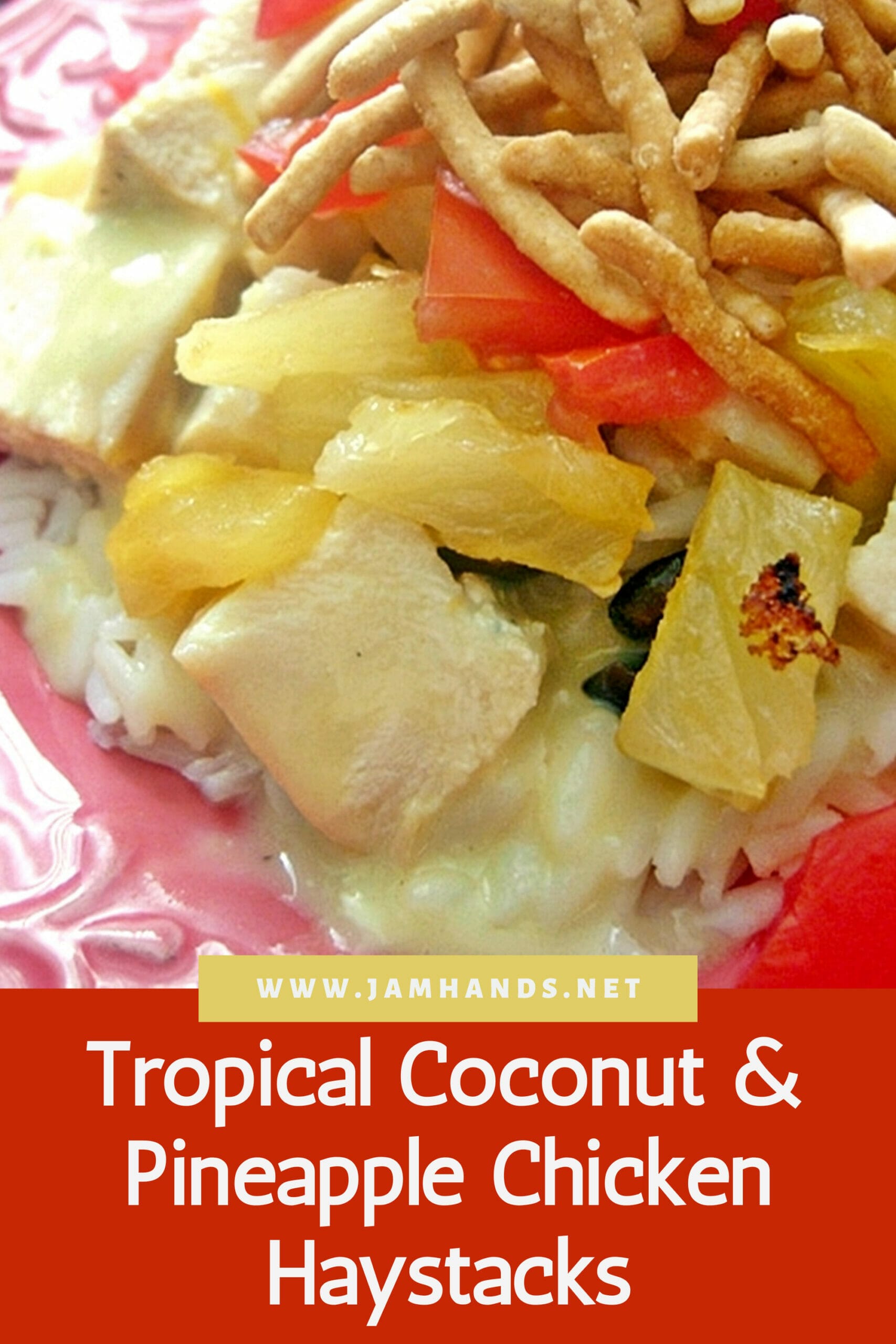 Tropical Coconut & Pineapple Chicken Haystacks