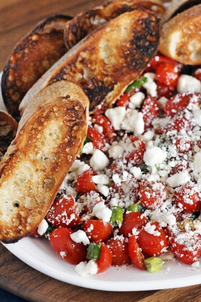 Easy Greek Feta Tomato Dip with Crostini