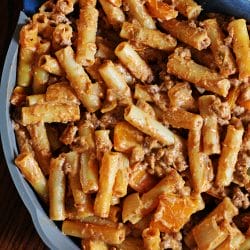 Creamy Taco Hamburger Helper - A delicious and easy meal that's perfect for busy weeknight dinners! This recipe features ziti noodles tossed with seasoned ground beef, creamy salsa-infused sauce, and melted cheese.